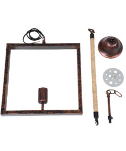 GloboStar® FRAISE 01814 Vintage Κρεμαστό Φωτιστικό Οροφής Μονόφωτο 1 x E27 Καφέ Σκουριά Μεταλλικό με Μπεζ Σχοινί Μ32 x Π4 x Υ32cm