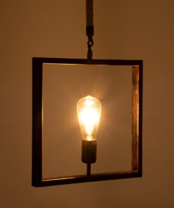 GloboStar® FRAISE 01814 Vintage Κρεμαστό Φωτιστικό Οροφής Μονόφωτο 1 x E27 Καφέ Σκουριά Μεταλλικό με Μπεζ Σχοινί Μ32 x Π4 x Υ32cm