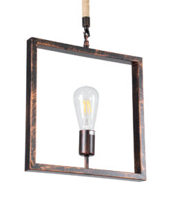 GloboStar® FRAISE 01814 Vintage Κρεμαστό Φωτιστικό Οροφής Μονόφωτο 1 x E27 Καφέ Σκουριά Μεταλλικό με Μπεζ Σχοινί Μ32 x Π4 x Υ32cm