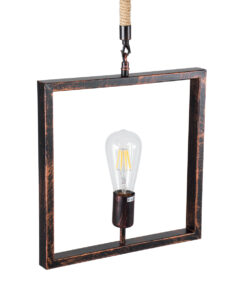 GloboStar® FRAISE 01814 Vintage Κρεμαστό Φωτιστικό Οροφής Μονόφωτο 1 x E27 Καφέ Σκουριά Μεταλλικό με Μπεζ Σχοινί Μ32 x Π4 x Υ32cm