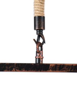 GloboStar® FRAISE 01814 Vintage Κρεμαστό Φωτιστικό Οροφής Μονόφωτο 1 x E27 Καφέ Σκουριά Μεταλλικό με Μπεζ Σχοινί Μ32 x Π4 x Υ32cm