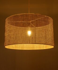 GloboStar® YOTTO 01822 Boho Κρεμαστό Φωτιστικό Οροφής Μονόφωτο 1 x E27 AC220-240V IP20 – Φ55 x Υ30cm – Μπεζ Μπαμπού Πλέγμα – 5 Χρόνια Εγγύηση