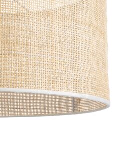 GloboStar® YOTTO 01822 Boho Κρεμαστό Φωτιστικό Οροφής Μονόφωτο 1 x E27 AC220-240V IP20 – Φ55 x Υ30cm – Μπεζ Μπαμπού Πλέγμα – 5 Χρόνια Εγγύηση