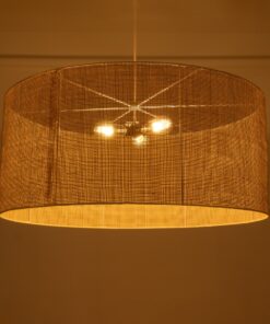 GloboStar® YOTTO 01823 Boho Κρεμαστό Φωτιστικό Οροφής Τρίφωτο 3 x E27 AC220-240V IP20 – Φ90 x Υ40cm – Μπεζ Μπαμπού Πλέγμα – 5 Χρόνια Εγγύηση