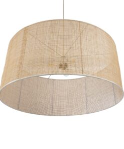 GloboStar® YOTTO 01823 Boho Κρεμαστό Φωτιστικό Οροφής Τρίφωτο 3 x E27 AC220-240V IP20 – Φ90 x Υ40cm – Μπεζ Μπαμπού Πλέγμα – 5 Χρόνια Εγγύηση