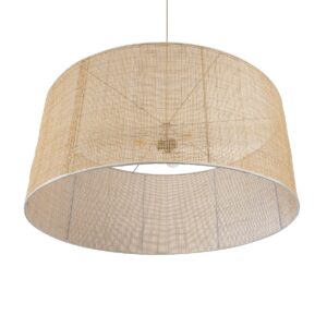 GloboStar® YOTTO 01823 Boho Κρεμαστό Φωτιστικό Οροφής Τρίφωτο 3 x E27 AC220-240V IP20 – Φ90 x Υ40cm – Μπεζ Μπαμπού Πλέγμα – 5 Χρόνια Εγγύηση