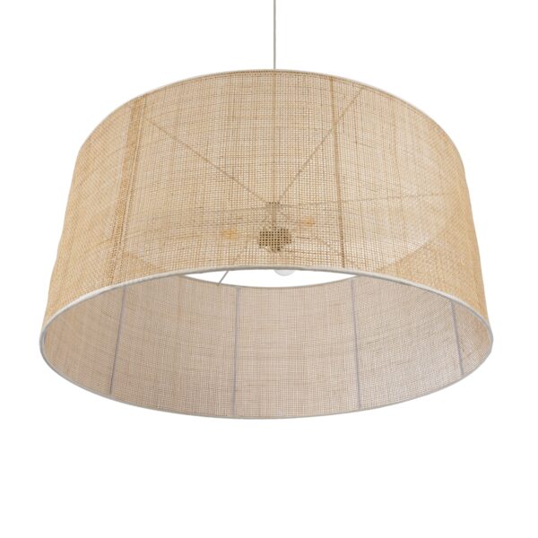 GloboStar® YOTTO 01823 Boho Κρεμαστό Φωτιστικό Οροφής Τρίφωτο 3 x E27 AC220-240V IP20 – Φ90 x Υ40cm – Μπεζ Μπαμπού Πλέγμα – 5 Χρόνια Εγγύηση