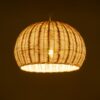 GloboStar® RAITO 01824 Boho Κρεμαστό Φωτιστικό Οροφής Μονόφωτο 1 x E27 AC220-240V IP20 – Φ40 x Υ25cm – Μπεζ Ξύλινο Μπαμπού Πλέγμα Καμπάνα – 5 Χρόνια Εγγύηση