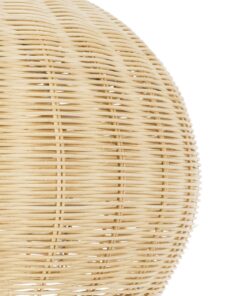 GloboStar® RAITO 01824 Boho Κρεμαστό Φωτιστικό Οροφής Μονόφωτο 1 x E27 AC220-240V IP20 – Φ40 x Υ25cm – Μπεζ Ξύλινο Μπαμπού Πλέγμα Καμπάνα – 5 Χρόνια Εγγύηση