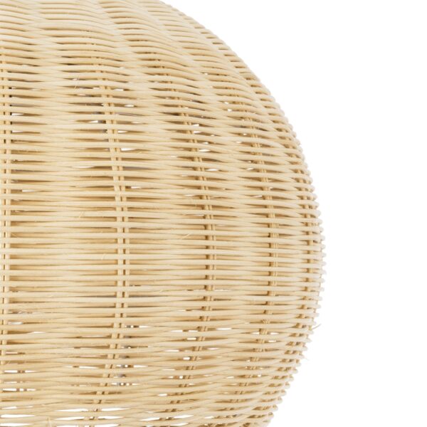GloboStar® RAITO 01824 Boho Κρεμαστό Φωτιστικό Οροφής Μονόφωτο 1 x E27 AC220-240V IP20 – Φ40 x Υ25cm – Μπεζ Ξύλινο Μπαμπού Πλέγμα Καμπάνα – 5 Χρόνια Εγγύηση