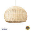 GloboStar® RAITO 01825 Boho Κρεμαστό Φωτιστικό Οροφής Μονόφωτο 1 x E27 AC220-240V IP20 – Φ60 x Υ40cm – Μπεζ Ξύλινο Μπαμπού Πλέγμα Καμπάνα – 5 Χρόνια Εγγύηση