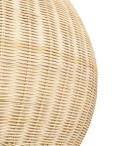 GloboStar® RAITO 01825 Boho Κρεμαστό Φωτιστικό Οροφής Μονόφωτο 1 x E27 AC220-240V IP20 – Φ60 x Υ40cm – Μπεζ Ξύλινο Μπαμπού Πλέγμα Καμπάνα – 5 Χρόνια Εγγύηση