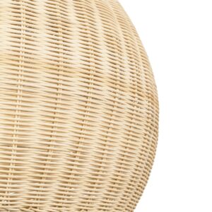 GloboStar® RAITO 01825 Boho Κρεμαστό Φωτιστικό Οροφής Μονόφωτο 1 x E27 AC220-240V IP20 – Φ60 x Υ40cm – Μπεζ Ξύλινο Μπαμπού Πλέγμα Καμπάνα – 5 Χρόνια Εγγύηση