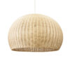 GloboStar® RAITO 01826 Boho Κρεμαστό Φωτιστικό Οροφής Μονόφωτο 1 x E27 AC220-240V IP20 – Φ100 x Υ63cm – Μπεζ Ξύλινο Μπαμπού Πλέγμα Καμπάνα – 5 Χρόνια Εγγύηση