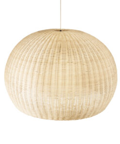 GloboStar® RAITO 01826 Boho Κρεμαστό Φωτιστικό Οροφής Μονόφωτο 1 x E27 AC220-240V IP20 – Φ100 x Υ63cm – Μπεζ Ξύλινο Μπαμπού Πλέγμα Καμπάνα – 5 Χρόνια Εγγύηση