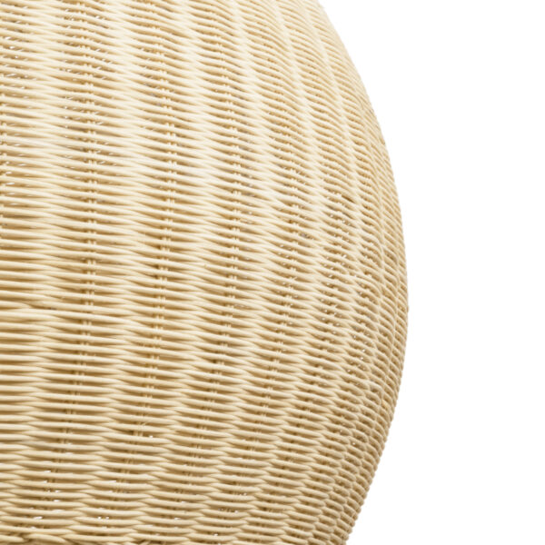 GloboStar® RAITO 01826 Boho Κρεμαστό Φωτιστικό Οροφής Μονόφωτο 1 x E27 AC220-240V IP20 – Φ100 x Υ63cm – Μπεζ Ξύλινο Μπαμπού Πλέγμα Καμπάνα – 5 Χρόνια Εγγύηση