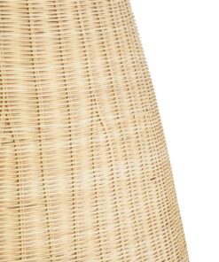 GloboStar® MAHANA 01827 Boho Κρεμαστό Φωτιστικό Οροφής Μονόφωτο 1 x E27 AC220-240V IP20 – Φ80 x Υ130cm – Μπεζ Ξύλινο Ρατάν Πλέγμα – 5 Χρόνια Εγγύηση