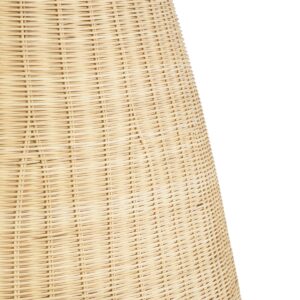 GloboStar® MAHANA 01827 Boho Κρεμαστό Φωτιστικό Οροφής Μονόφωτο 1 x E27 AC220-240V IP20 – Φ80 x Υ130cm – Μπεζ Ξύλινο Ρατάν Πλέγμα – 5 Χρόνια Εγγύηση