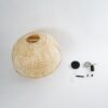 GloboStar® HIROKA 01836 Boho Κρεμαστό Φωτιστικό Οροφής Μονόφωτο 1 x E27 AC220-240V IP20 – Φ60 x Υ50cm – Μπεζ Ξύλινο Μπαμπού Πλέγμα – 5 Χρόνια Εγγύηση