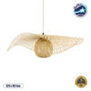 GloboStar® CINNABAR 01837 Boho Κρεμαστό Φωτιστικό Οροφής Μονόφωτο 1 x E27 AC220-240V IP20 – Φ75 x Υ21cm – Μπεζ Ξύλινο Μπαμπού Πλέγμα – 5 Χρόνια Εγγύηση