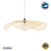 GloboStar® MELEMELE 01841 Boho Κρεμαστό Φωτιστικό Οροφής Μονόφωτο 1 x E27 AC220-240V IP20 – Φ75 x Υ10cm – Μπεζ Ξύλινο Μπαμπού Πλέγμα – 5 Χρόνια Εγγύηση