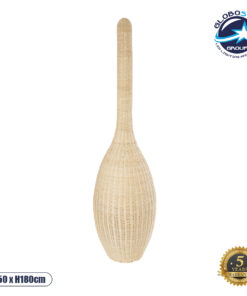 GloboStar® PARADIS 01846 Boho Επιδαπέδιο Φωτιστικό Μονόφωτο 1 x E27 AC220-240V IP20 – Φ50 x Υ180cm – Μπεζ Ξύλινο Ρατάν Πλέγμα – 5 Χρόνια Εγγύηση