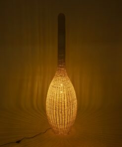 GloboStar® PARADIS 01846 Boho Επιδαπέδιο Φωτιστικό Μονόφωτο 1 x E27 AC220-240V IP20 – Φ50 x Υ180cm – Μπεζ Ξύλινο Ρατάν Πλέγμα – 5 Χρόνια Εγγύηση