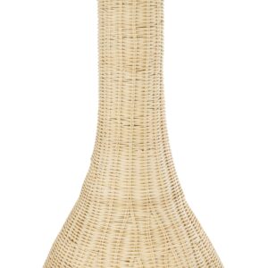 GloboStar® PARADIS 01845 Boho Επιδαπέδιο Φωτιστικό Μονόφωτο 1 x E27 AC220-240V IP20 – Φ40 x Υ150cm – Μπεζ Ξύλινο Ρατάν Πλέγμα – 5 Χρόνια Εγγύηση