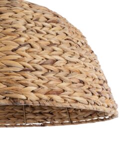 GloboStar® MANGATA 01847 Boho Κρεμαστό Φωτιστικό Οροφής Μονόφωτο 1 x E27 AC220-240V IP20 – Φ60 x Υ28cm – Καφέ Water Hyacinth – Υδρουάκινθος Πλέγμα Καμπάνα – 5 Χρόνια Εγγύηση