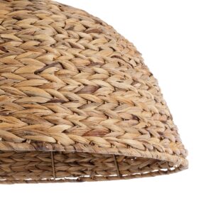 GloboStar® MANGATA 01847 Boho Κρεμαστό Φωτιστικό Οροφής Μονόφωτο 1 x E27 AC220-240V IP20 – Φ60 x Υ28cm – Καφέ Water Hyacinth – Υδρουάκινθος Πλέγμα Καμπάνα – 5 Χρόνια Εγγύηση