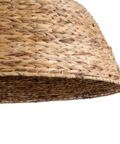 GloboStar® MANGATA 01848 Boho Κρεμαστό Φωτιστικό Οροφής Μονόφωτο 1 x E27 AC220-240V IP20 – Φ90 x Υ40cm – Καφέ Water Hyacinth – Υδρουάκινθος Πλέγμα Καμπάνα – 5 Χρόνια Εγγύηση