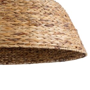 GloboStar® MANGATA 01848 Boho Κρεμαστό Φωτιστικό Οροφής Μονόφωτο 1 x E27 AC220-240V IP20 – Φ90 x Υ40cm – Καφέ Water Hyacinth – Υδρουάκινθος Πλέγμα Καμπάνα – 5 Χρόνια Εγγύηση