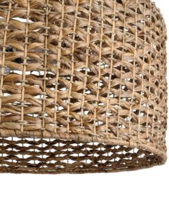 GloboStar® MANGATA 01850 Boho Κρεμαστό Φωτιστικό Οροφής Μονόφωτο 1 x E27 AC220-240V IP20 – Φ90 x Υ40cm – Καφέ Water Hyacinth – Υδρουάκινθος Πλέγμα Καμπάνα – 5 Χρόνια Εγγύηση