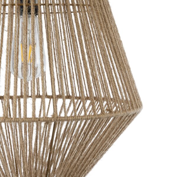 GloboStar® CAYMAN 01853 Boho Κρεμαστό Φωτιστικό Οροφής Μονόφωτο 1 x E27 AC220-240V IP20 – Φ40 x Υ60cm – Μπεζ Λεπτό Σχοινί Τριχιά Πλέγμα – 5 Χρόνια Εγγύηση