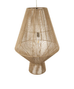 GloboStar® CAYMAN 01854 Boho Κρεμαστό Φωτιστικό Οροφής Μονόφωτο 1 x E27 AC220-240V IP20 – Φ60 x Υ86cm – Μπεζ Λεπτό Σχοινί Τριχιά Πλέγμα – 5 Χρόνια Εγγύηση