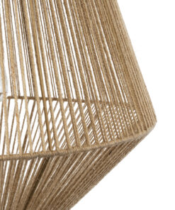 GloboStar® CAYMAN 01854 Boho Κρεμαστό Φωτιστικό Οροφής Μονόφωτο 1 x E27 AC220-240V IP20 – Φ60 x Υ86cm – Μπεζ Λεπτό Σχοινί Τριχιά Πλέγμα – 5 Χρόνια Εγγύηση