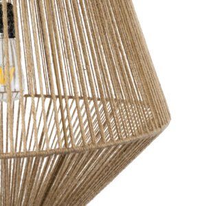 GloboStar® CAYMAN 01854 Boho Κρεμαστό Φωτιστικό Οροφής Μονόφωτο 1 x E27 AC220-240V IP20 – Φ60 x Υ86cm – Μπεζ Λεπτό Σχοινί Τριχιά Πλέγμα – 5 Χρόνια Εγγύηση