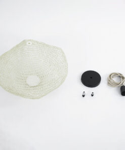 GloboStar® KENTUCKY 01862 Vintage Κρεμαστό Φωτιστικό Οροφής Μονόφωτο 1 x E27 AC220-240V IP20 – Φ40 x Υ30cm – Μπεζ Εκρού Μεταλλικό Πλέγμα