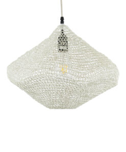 GloboStar® KENTUCKY 01862 Vintage Κρεμαστό Φωτιστικό Οροφής Μονόφωτο 1 x E27 AC220-240V IP20 – Φ40 x Υ30cm – Μπεζ Εκρού Μεταλλικό Πλέγμα