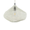 GloboStar® KENTUCKY 01862 Vintage Κρεμαστό Φωτιστικό Οροφής Μονόφωτο 1 x E27 AC220-240V IP20 – Φ40 x Υ30cm – Μπεζ Εκρού Μεταλλικό Πλέγμα