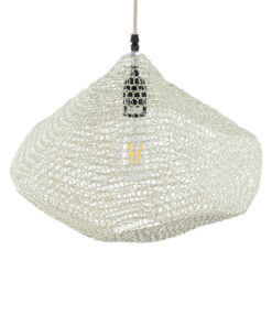 GloboStar® KENTUCKY 01862 Vintage Κρεμαστό Φωτιστικό Οροφής Μονόφωτο 1 x E27 AC220-240V IP20 – Φ40 x Υ30cm – Μπεζ Εκρού Μεταλλικό Πλέγμα