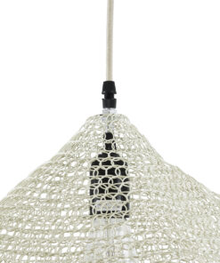 GloboStar® KENTUCKY 01862 Vintage Κρεμαστό Φωτιστικό Οροφής Μονόφωτο 1 x E27 AC220-240V IP20 – Φ40 x Υ30cm – Μπεζ Εκρού Μεταλλικό Πλέγμα