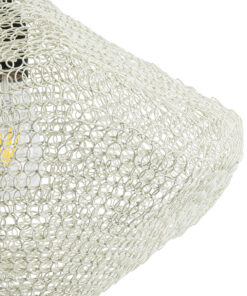 GloboStar® KENTUCKY 01862 Vintage Κρεμαστό Φωτιστικό Οροφής Μονόφωτο 1 x E27 AC220-240V IP20 – Φ40 x Υ30cm – Μπεζ Εκρού Μεταλλικό Πλέγμα