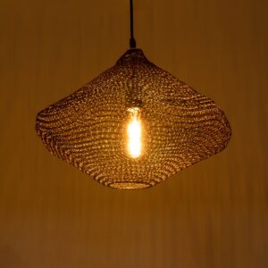 GloboStar® KENTUCKY 01863 Vintage Κρεμαστό Φωτιστικό Οροφής Μονόφωτο 1 x E27 AC220-240V IP20 – Φ40 x Υ30cm – Σκούρο Καφέ Μεταλλικό Πλέγμα – 5 Χρόνια Εγγύηση