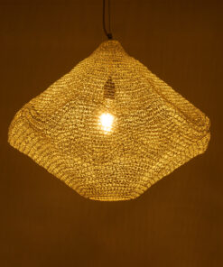 GloboStar® KENTUCKY 01865 Vintage Κρεμαστό Φωτιστικό Οροφής Μονόφωτο 1 x E27 AC220-240V IP20 – Φ60 x Υ50cm – Μπεζ Εκρού Μεταλλικό Πλέγμα