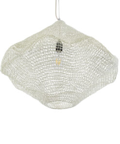 GloboStar® KENTUCKY 01865 Vintage Κρεμαστό Φωτιστικό Οροφής Μονόφωτο 1 x E27 AC220-240V IP20 – Φ60 x Υ50cm – Μπεζ Εκρού Μεταλλικό Πλέγμα