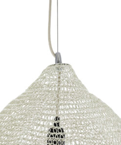 GloboStar® KENTUCKY 01865 Vintage Κρεμαστό Φωτιστικό Οροφής Μονόφωτο 1 x E27 AC220-240V IP20 – Φ60 x Υ50cm – Μπεζ Εκρού Μεταλλικό Πλέγμα