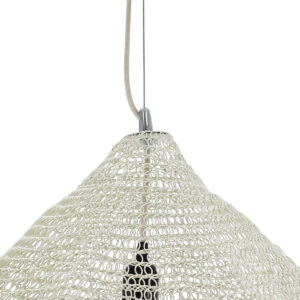 GloboStar® KENTUCKY 01865 Vintage Κρεμαστό Φωτιστικό Οροφής Μονόφωτο 1 x E27 AC220-240V IP20 – Φ60 x Υ50cm – Μπεζ Εκρού Μεταλλικό Πλέγμα