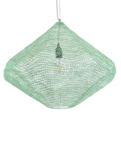 GloboStar® KENTUCKY 01866 Vintage Κρεμαστό Φωτιστικό Οροφής Μονόφωτο 1 x E27 AC220-240V IP20 – Φ60 x Υ50cm – Τιρκουάζ Μεταλλικό Πλέγμα