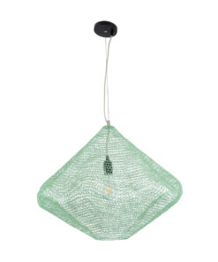 GloboStar® KENTUCKY 01866 Vintage Κρεμαστό Φωτιστικό Οροφής Μονόφωτο 1 x E27 AC220-240V IP20 – Φ60 x Υ50cm – Τιρκουάζ Μεταλλικό Πλέγμα